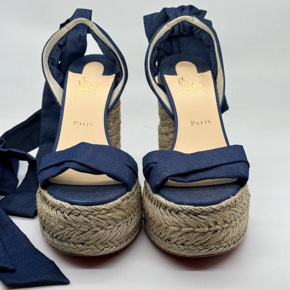 Christian Louboutin MARIZA DU DESERT Platform Heels Espadrille Sandal Shoes - Picture 8 of 13